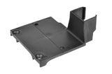 Team Corally C-00180-1016 ESC Plate made of black durable plastic designed for secure mounting of ESC in radio control cars and compatible with various rc car parts.
