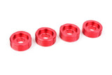 Team Corally C-00180-117 Aluminum Pivot Ball Adjusting Nut set in red anodized finish, precision machined for radio control car parts and rc car adjustments.