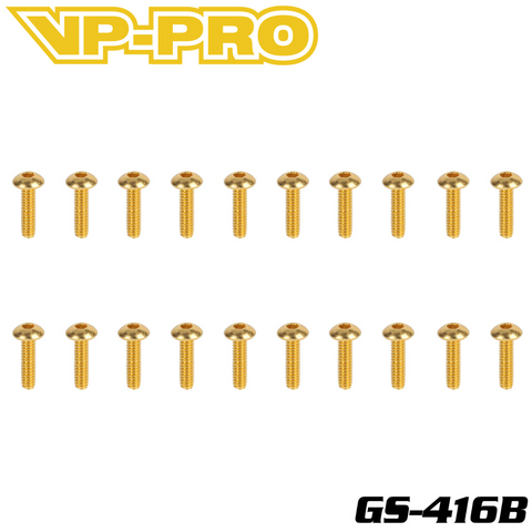 VP-PRO GS-416B 4mmx16mm Gold 12.9 Alloy Steel Button Head Screws (20)