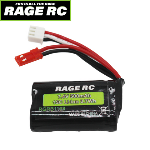 Rage RC RGRB1168 7.4v 500mAh Li-ion Battery Lightwave SuperCat MX