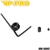 VP-PRO RS-920 Exhaust Pipe Fixed Spring Set featuring a black coiled spring and two small black metal connectors, designed for radio control parts for rc cars.