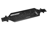 Team Corally C-00180-1124 Asuga XLR Chassis 3mm 7075 T6 Swiss Aluminum black precision machined rc car chassis plate for radio control parts and rc car customization.