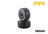 Team Saxo 1/10 F1 RC Car Front Tires Pre-Mounted (2) Black Rim Bearing Rubber