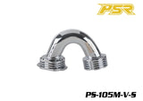 POWERSTAR PS-105M-V-S 1/8 Conical On-Road Exhaust Manifold Silver, a polished metal curved exhaust pipe component designed for radio control car parts.