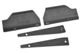 Team Corally C-00180-1066 Mud Guards HDA-4 Left + Right Pair black plastic mud guards with mounting brackets designed for radio control car parts.