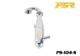 POWERSTAR PS-104-S 1/8 Buggy Exhaust Pipe (EFRA 2202) Silver, a polished silver rc car part designed for optimal performance in 1/8 scale buggy models.