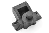 Black plastic rc car part designed for secure mounting with a central post, identified as the Team Corally C-00180-739 Steering Deck Holder w/ Body Post.