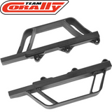 Pair of black side guards made for rc cars, specifically designed as Team Corally C-00180-1245 Side Guard / Body Bars L/R Shiroi for added protection and style.