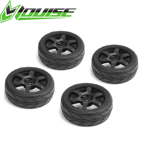 Louise LNHA487 Mounted On-Road Tires w 6 Spoke Black Wheels