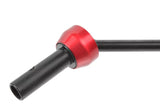 Close-up of the black and red metal Team Corally C-00180-898 Front CVD Drive Shaft for HDA-3, a precision radio control parts component for rc cars.