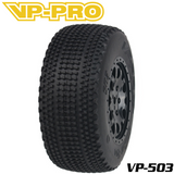 VP-PRO VP-503U Striker Evo 1/10 Short Course Truck Tires (2) M3-4 with detailed knob tread pattern designed for enhanced off-road grip and durability on rc cars.