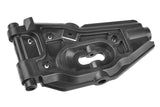 Black plastic lower front suspension arm designed for radio control vehicles, showcasing detailed molding and mounting points, Team Corally C-00180-859 Lower Front Suspension Arm HDA-3.