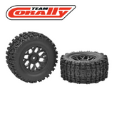 Team Corally C-00230-0070 Tire Set Glued Black Rims (2) Furago Punisher XD