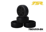 Team Saxo TS01219-RB 1/10 Touring Car Tires Pre-Mounted Rubber Black Spoke (4)