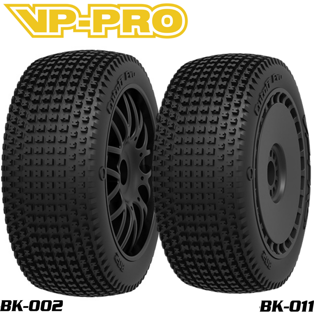 Vp Rims VP-PRO VP-802G Cutoff Evo 1/8 Buggy Pre-Mounted Tires (4) Black Wheels ...