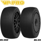 VP-PRO VP-802G Cutoff Evo 1/8 Buggy Pre-Mounted Tires (4) Black Wheels designed for radio control parts and rc car performance with durable tread and sleek black rims.