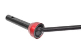 Team Corally C-00180-341 CVD Drive Shaft Long Front with black metal shaft and red anodized aluminum joint, designed for durable radio control car parts.
