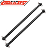 Pair of black metal Team Corally C-00180-895 Steel Rear Dogbones for HDA-3 Arms designed for radio control parts and rc car parts.