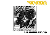 VP-PRO VP-802G Cutoff Evo 1/8 Buggy Pre-Mounted Tires (4) Black Wheels displayed in packaging with branded graphics, designed for radio control car parts and rtr rc cars.