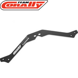 Team Corally C-00180-1126 Asuga XLR Center Upper Chassis Brace 3mm Aluminum black aluminum brace designed for radio control parts and rc cars.