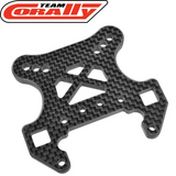 Team Corally C-00180-779 Front Shock Tower 5mm Carbon Fiber part designed for radio control car suspension systems with lightweight durable carbon fiber construction.