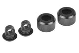 Team Corally C-00180-1008 Shock Cap & Ring Set consisting of black threaded shock caps and matching rings for radio control parts, compatible with rc cars.