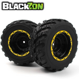 BlackZon BZN540265 MT Wheels/Tires Assembled (2) Yellow Smyter