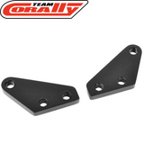 Team Corally C-00180-1064 Steering Block Arms Aluminum Asuga XLR (2) in black, designed as durable rc car parts for radio control vehicles.