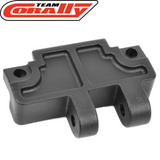 Team Corally C-00180-020 Rear Gearbox Brace Mount A in black, a durable plastic component designed for radio control car parts and rtr rc cars.
