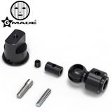 Gmade GM60101 Universal Joint Set for GS02 BOM Spider consisting of black metal parts and metal pins for radio control car assembly and maintenance.
