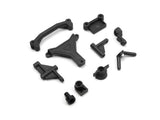BlackZon BZN540426 Steering Posts, Ackerman & Servo Plate Vyper & Turbo set of black plastic radio control parts for rc cars, designed for precise steering assembly.
