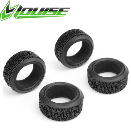 Set of four Louise LNHA491 Rally Tires 26mm (4) designed for radio control cars, featuring detailed tread pattern for enhanced traction on rally surfaces.