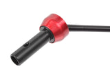 Team Corally C-00180-360 CVD Drive Shaft Short Front is a precision metal radio control part featuring a black shaft with a red anodized aluminum connector, designed for rc cars.