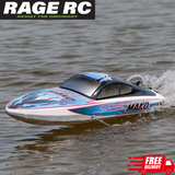 Rage RC Mako 630BL Brushless RTR RC Boat Racing 3s Lipo 22" ABS Hull Self Right