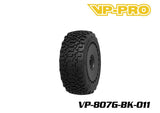 VP-PRO VP-807G Bull Dog Evo 1/8 Buggy Pre-Mounted Tires (4) Black Wheels with aggressive tread pattern designed for enhanced traction on off-road RC cars.