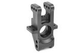 Black plastic rear hub component for radio control cars designed to fit suspension arms, identified as Team Corally C-00180-008 Rear Hub.