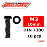 Team Corally C-3003-30-10 Steel Screws M3x10mm Hex Button Head (10)