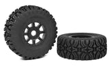 Team Corally Mudclaws 1/8 SC Tires Glued on Black Rims Short Course 17mm RC (2) showing rugged tread design for enhanced grip on radio control parts and rc car parts.