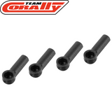 Set of four black Team Corally C-00100-050 Composite Ball Joint (4) for radio control car parts, designed for durability in rtr rc cars and rc vehicles.