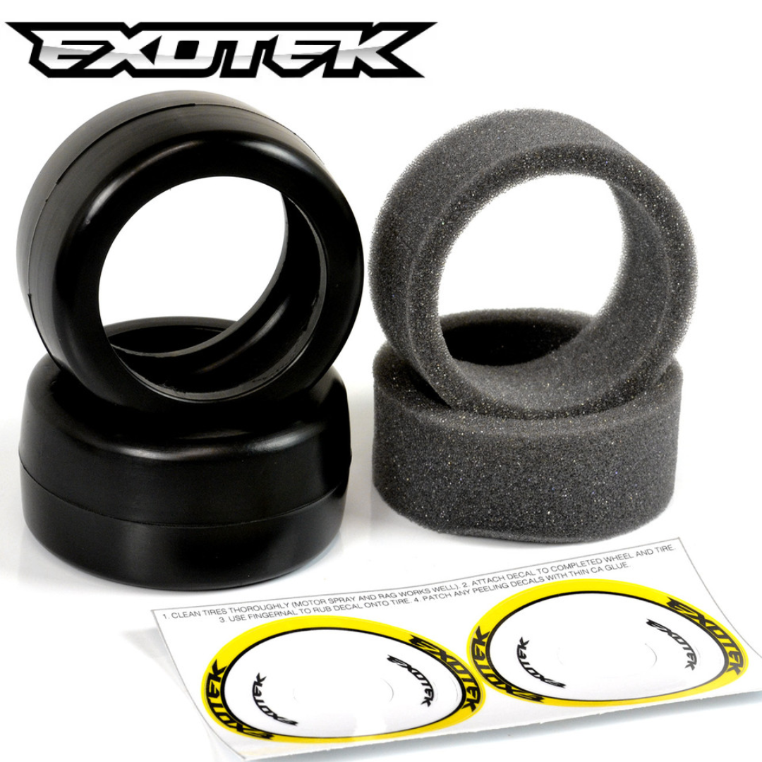 Exotek F1 Front V2 Rubber Tires 40X Yellow Firm w/Inserts – Naughty Boy RC