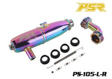 POWERSTAR PS-105-L-R 1/8 On-Road Exhaust Pipe (EFRA 2201) Rainbow with mounting accessories, designed for radio control parts and rc car performance upgrade.