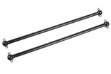 Team Corally COR00180-367 Long Rear Steel Dogbones (2) shown in black steel, designed as durable rc car parts for improved rear axle performance in radio control vehicles.