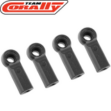 Set of four black plastic Team Corally C-00140-056 Ball Joint 4.8mm (4) SBX425 components for radio control parts and rc cars.