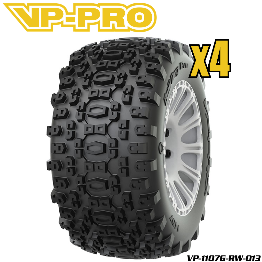 VP-PRO VP-1107G 1/8 Monster Truck Tires (4) Pre-Mounted White – Naughty ...