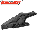Team Corally C-00180-913 Rear Chassis Brace in black plastic designed as a durable rc car part for enhanced chassis stability in radio control models.