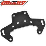 Team Corally C-00180-993 Front 4mm Aluminum Camber Link Plate EB in black, designed as a durable rc car part for improving front suspension performance.