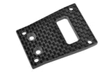 Team Corally C-00180-780 Center Diff Plate 3mm Carbon Fiber displaying a black textured carbon fiber plate with multiple mounting holes designed for radio control car parts.