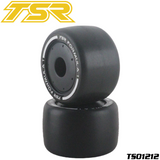 Team Saxo 1/10 F1 RC Car Rear Tires Pre-Mounted (2) Black Rim 14mm Hex Rubber