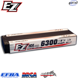 EZpower Ice Series 6300mah ULCG Stick Lipo HV PRO 7.6v 2s 140/70c battery designed for high-performance radio control cars with ultra-low resistance and high discharge rate.