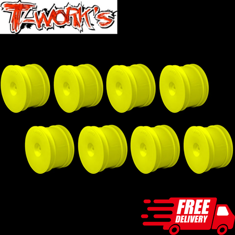 T-Work's 2.2 Buggy Rear Wheels B6.3 B7 B74 YZ2 YZ4 RB7 ZX7 D418 SRX2 (8) Yellow